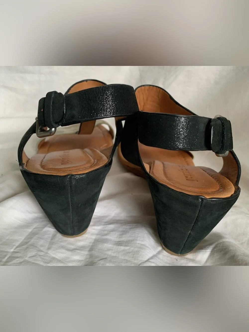 gentle souls Black and Beige Snake-Print T-Strap Sandals